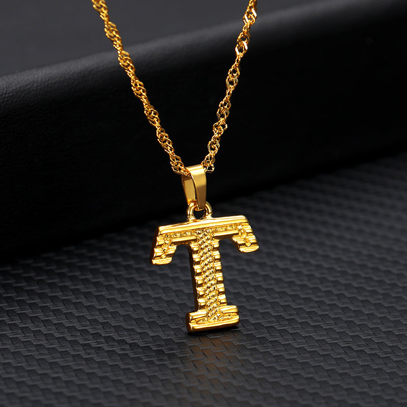 26 letters gold-plated pendant necklace