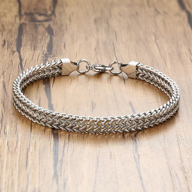 18K Gold  Chain Titanium Steel Bracelet For Men Women Jewelry