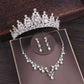 Bridal Rhinestone Crown & Necklace Wedding Set