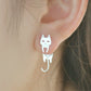 S925 Sterling Silver Stud  Detachable Cat Fish Pin Earrings