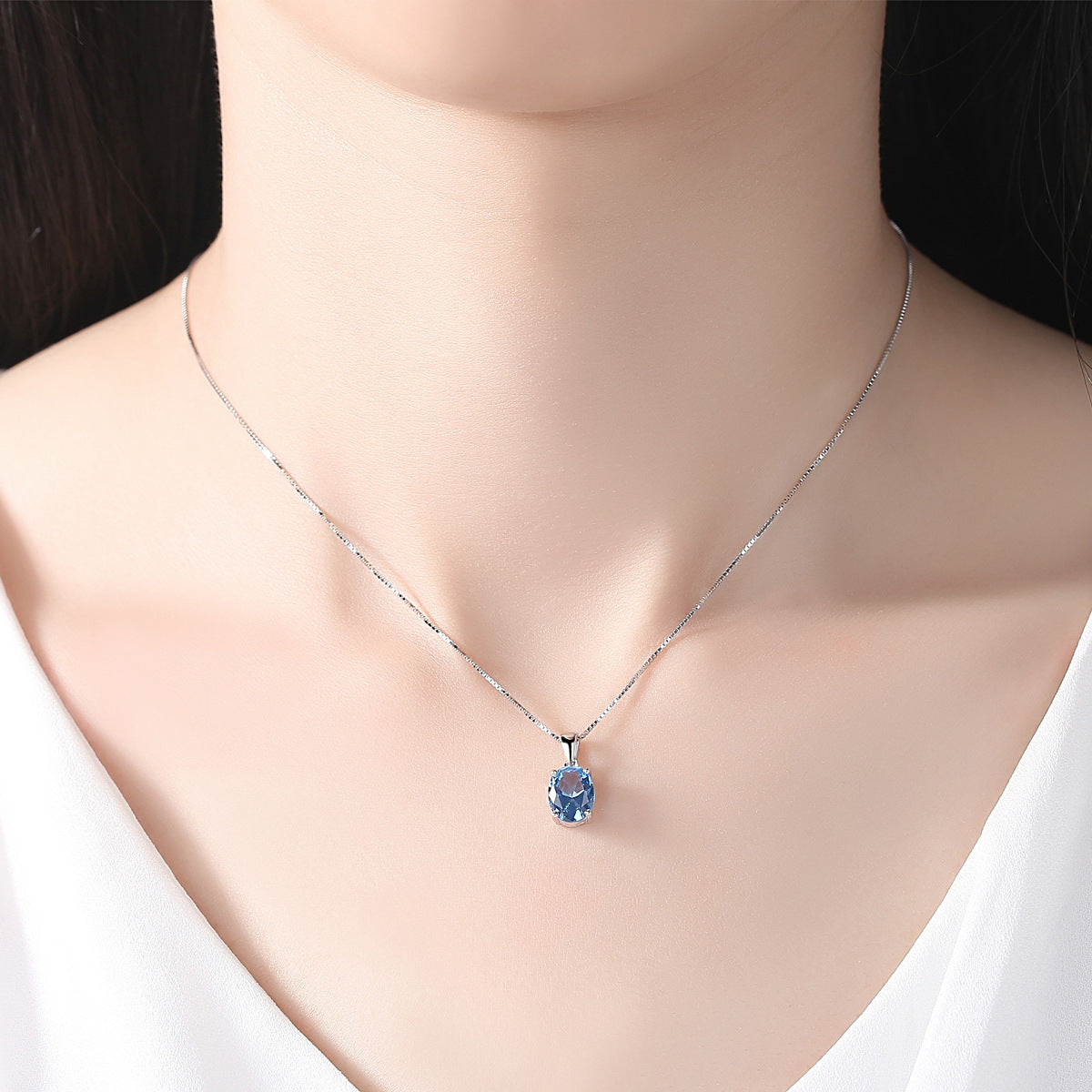 Simple zircon  silver Necklace