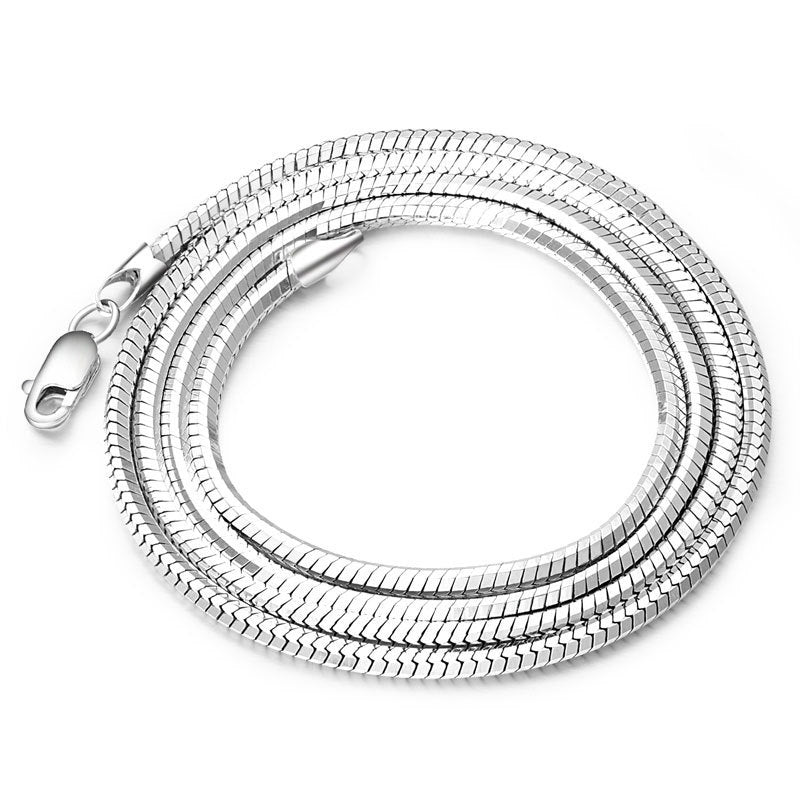 Sterling Silver Plated platinum necklace chain  men clavicle silver chain  fashion collar men and women lovers of silver