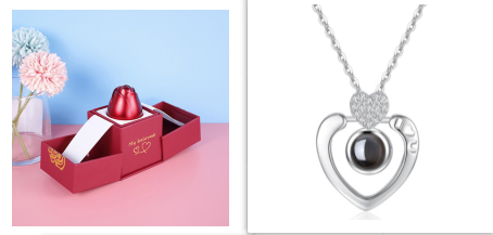 2023 Hot Valentine's Day Gifts Metal Rose Jewelry Gift Box Necklace For Wedding Girlfriend Necklace Gifts