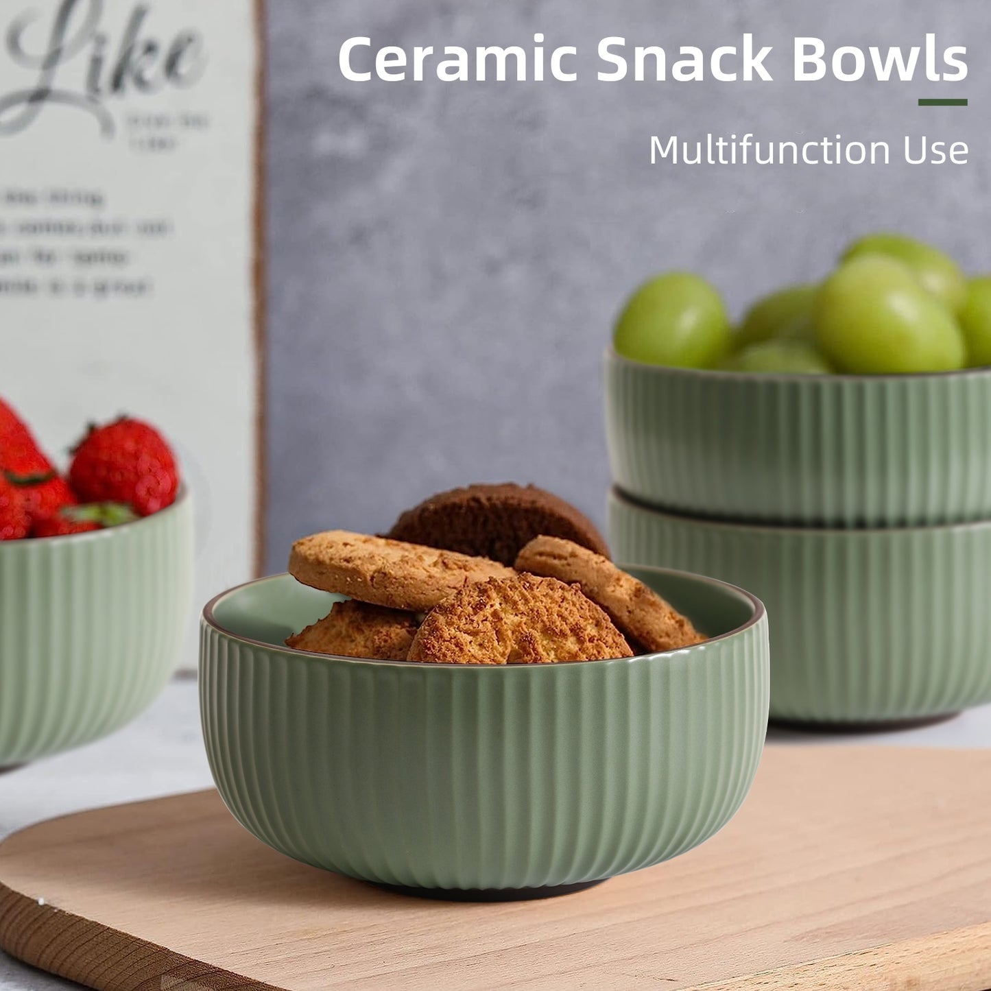 Ceramic Bowls For Kitchen, 46oz Bowl Set Of 4 For Cereal, Salad, Pasta, Soup, Dessert, Serving Dishwasher, Microwave And Oven Safe