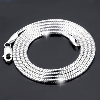 Sterling Silver Plated platinum necklace chain  men clavicle silver chain  fashion collar men and women lovers of silver