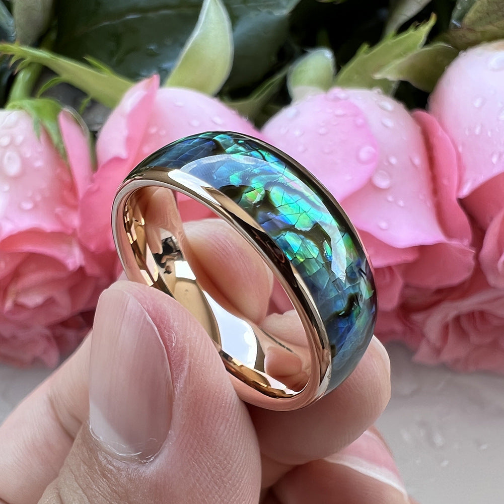 Inlaid Sea Shell  Tungsten Steel Ring