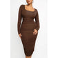 Women's Square Neck Sexy Shaping Pleated Buttock Dress