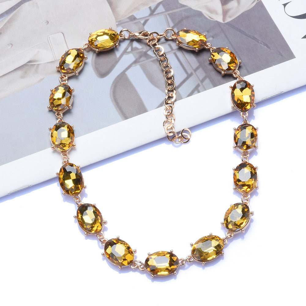 Retro Super Flash Rhinestone  Necklace Women's Fashion  Grace Crystal