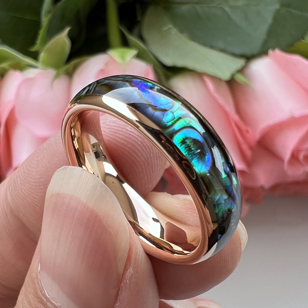 Inlaid Sea Shell  Tungsten Steel Ring