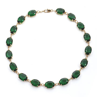 French Style  Green Gem Necklace Luxury