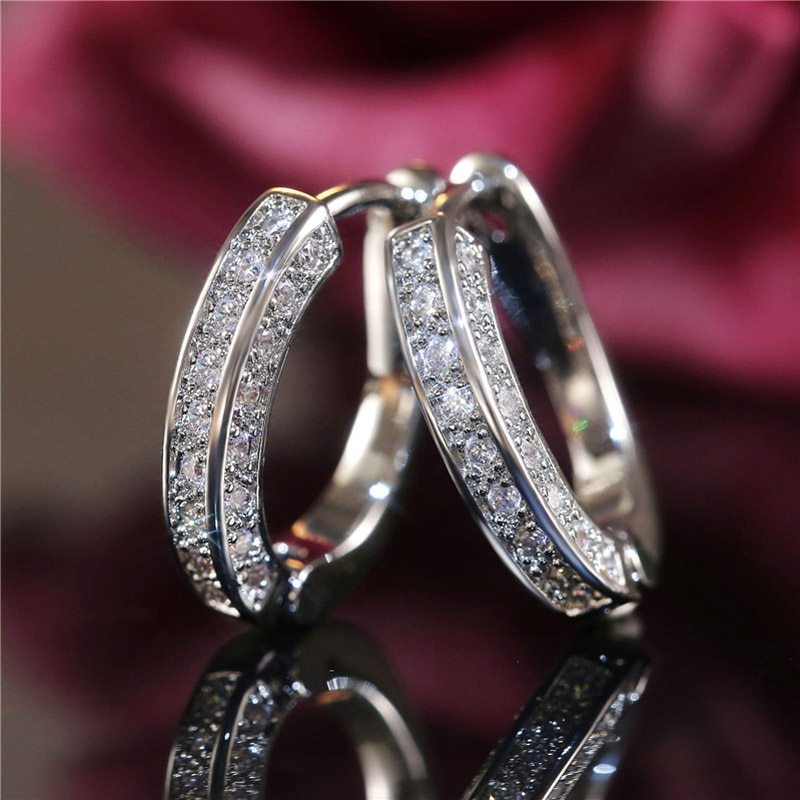 Fashion New Earrings Three-sided Full Diamond Earrings Ear Buckle Ear Clip Ear Jewelry