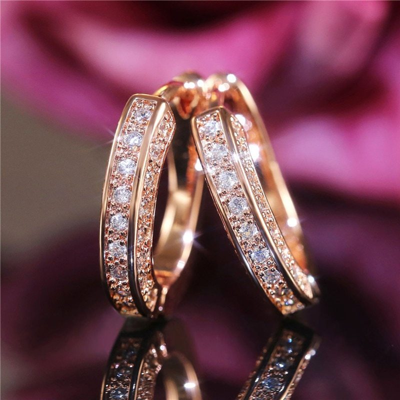 Fashion New Earrings Three-sided Full Diamond Earrings Ear Buckle Ear Clip Ear Jewelry