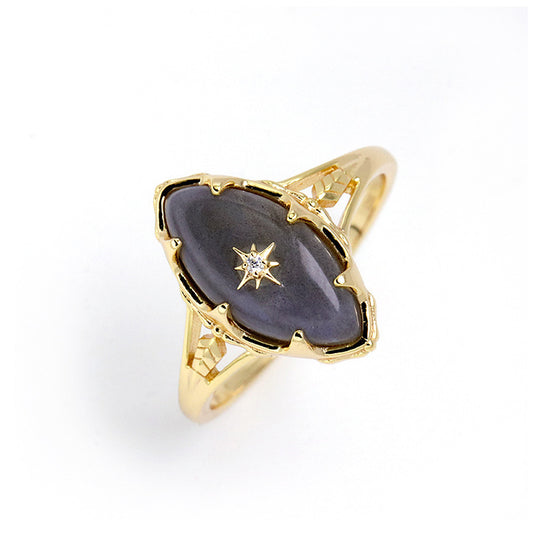 Night Sky Star Grey Pull Feldspar Retro Dream Girl Ring