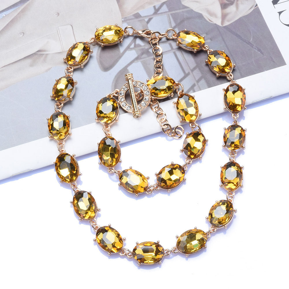 Retro Super Flash Rhinestone  Necklace Women's Fashion  Grace Crystal