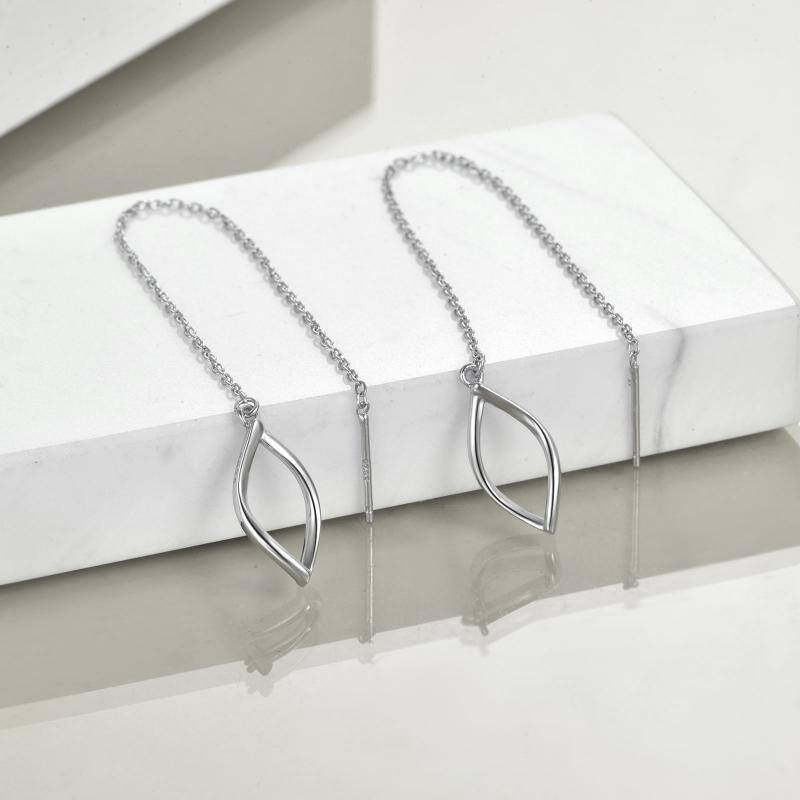 925 Sterling Silver Threader Long Chains Twist Wave Earrings