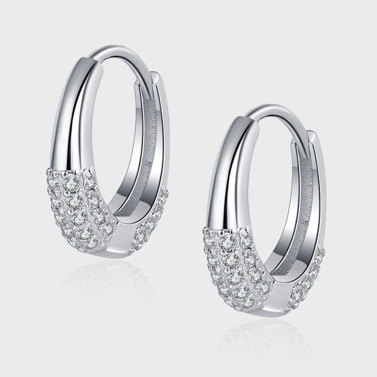 Sterling Silver S925  French Design Diamond Set Zircon Earrings