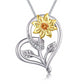 Sterling Silver Heart Sun Flower Zircon Pendant Necklace