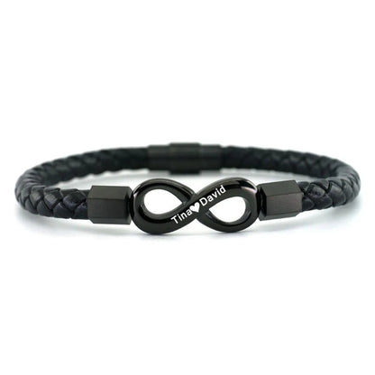 To My Man Custom Names Love You Forever And Always Infinity Leather Bracelet