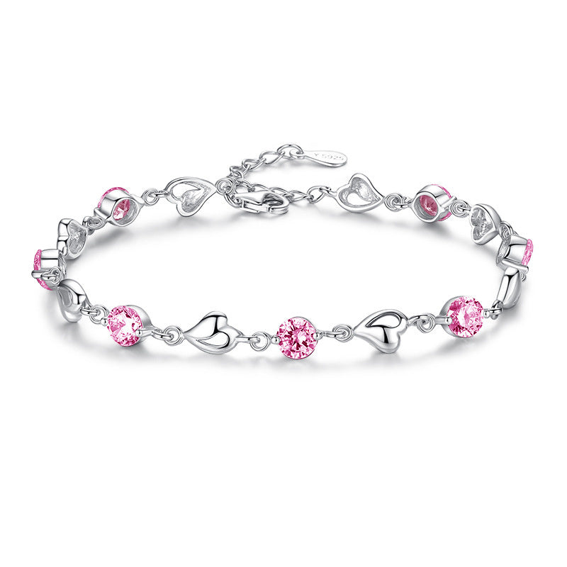 S999 Pure Silver Love Heart  Mori Style  Bracelet