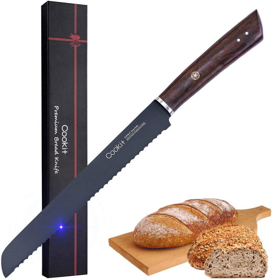 Bread Knife 9 Inch Serrated Non Stick Coating Stainless Steel With Upscale  Wood Handle Bread Knife Birthday Bread Cake Knife With Gift Box