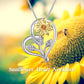 Sterling Silver Heart Sun Flower Zircon Pendant Necklace