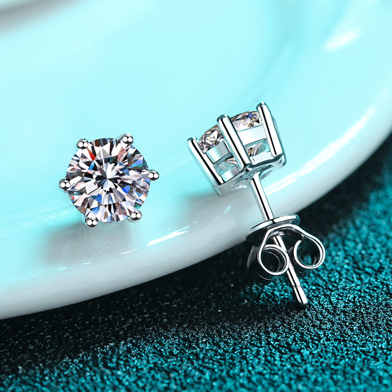 S925 Sterling Silver Six-Claw Stud Earrings