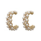 Pearl C-shaped Earrings Female Zircon Micro-set