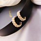 Pearl C-shaped Earrings Female Zircon Micro-set