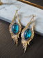 Design Phoenix Feather Gem Rhinestone Earrings