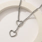 Stainless Steel Lariat Heart Necklace Personality Heavy Ring Cuban Long Chain Punk Rock Slipchain Choker Collar