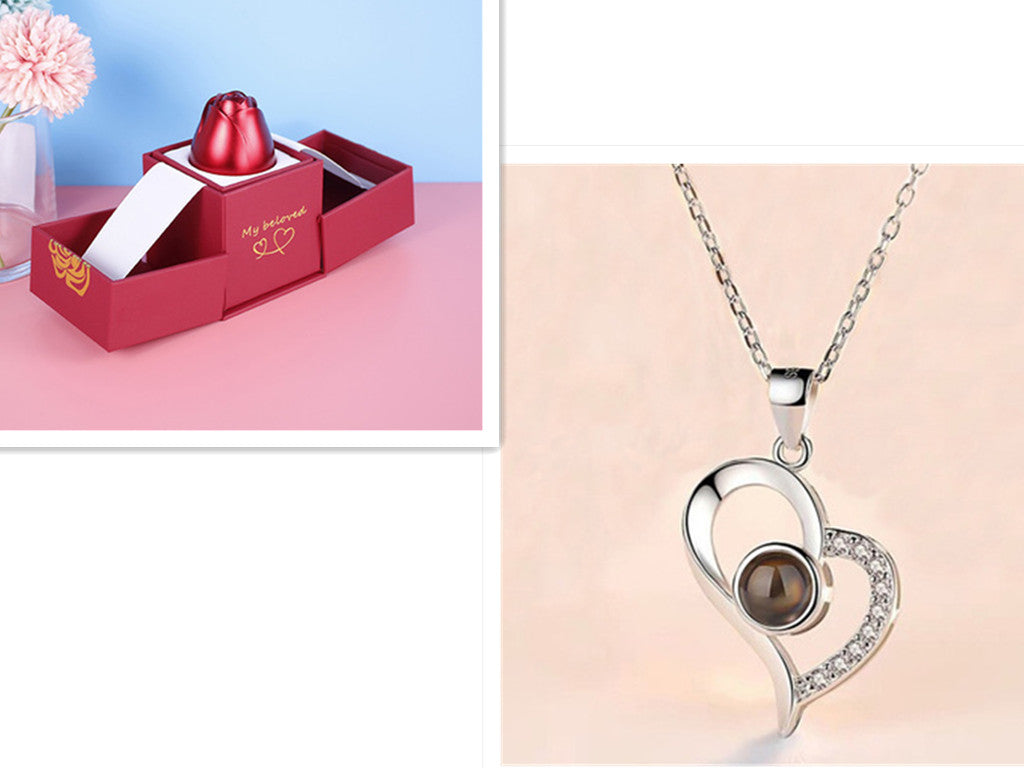 2023 Hot Valentine's Day Gifts Metal Rose Jewelry Gift Box Necklace For Wedding Girlfriend Necklace Gifts