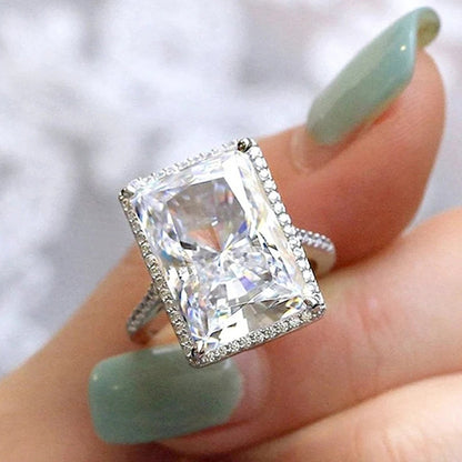 Large Bright Rectangular Eye-catching Ring-Make A Statement
