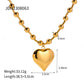 Gold Plated Stainless Steel Smooth Love Heart Necklace Series Hypo-Allergenic Tarnish Water Resistant Chunky Women Jewelry