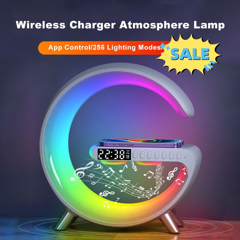 New Intelligent G Shaped LED Lamp Bluetooth Speaker Wireless Charger Atmosphere Lamp App Control For Bedroom/Home