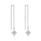 Sterling Silver Star Threader Long Chains Dangle Drop Earrings