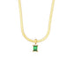 Stainless Steel 18K Gold Chain Square Diamond Pendant Necklace