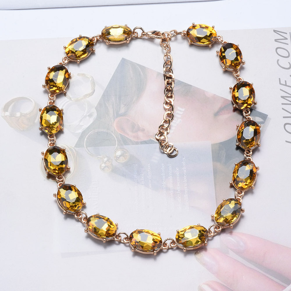 Retro Super Flash Rhinestone  Necklace Women's Fashion  Grace Crystal