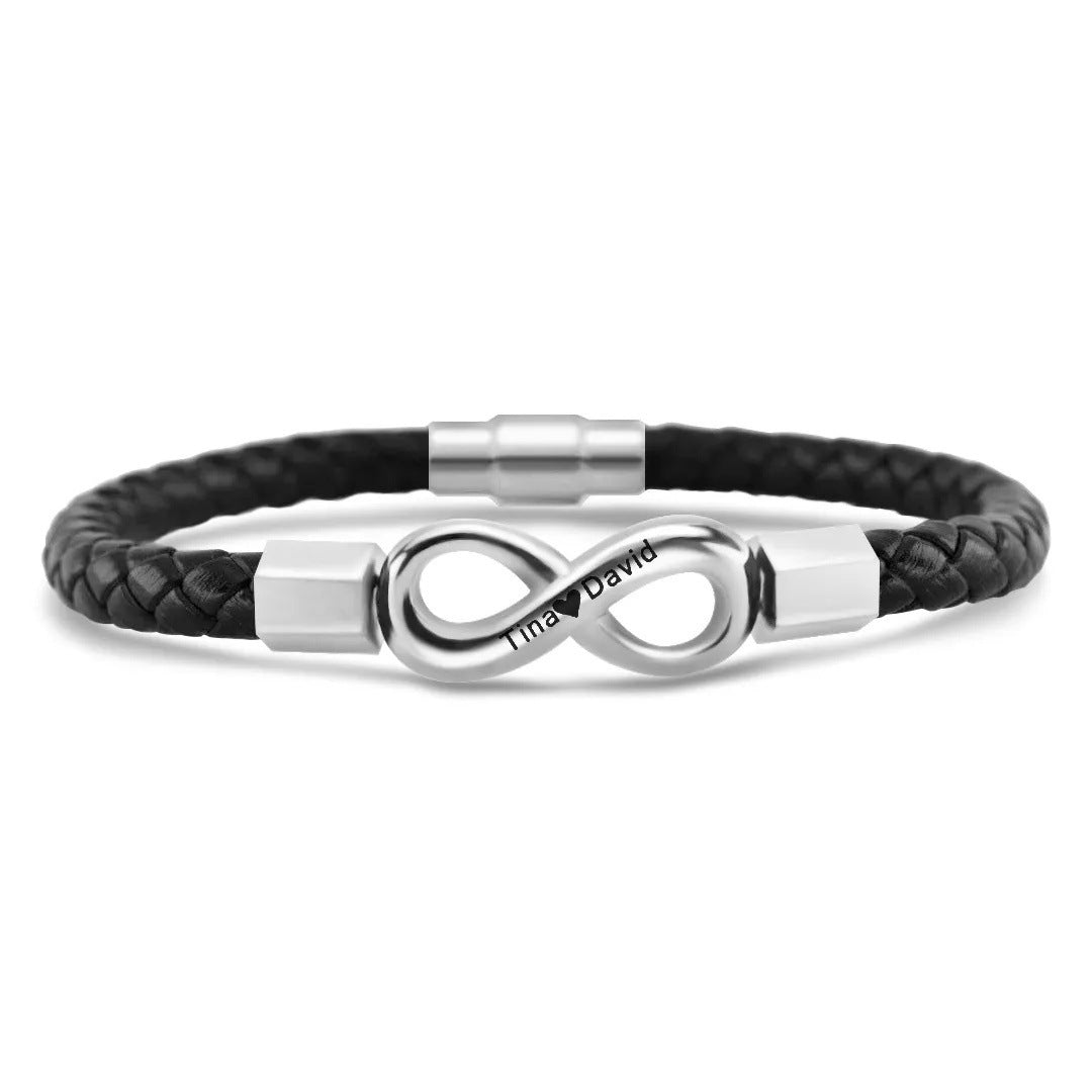 To My Man Custom Names Love You Forever And Always Infinity Leather Bracelet