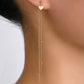 Gold Bronze Heart Long Tassel Drop Earrings