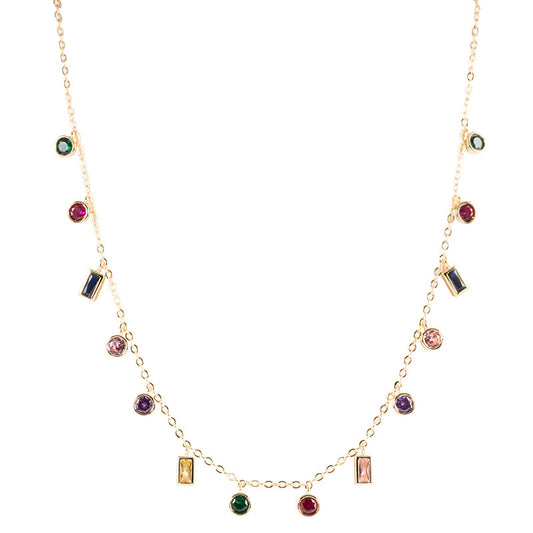 Pomegranate Red 18K Gold Plating Section Rectangular Necklace