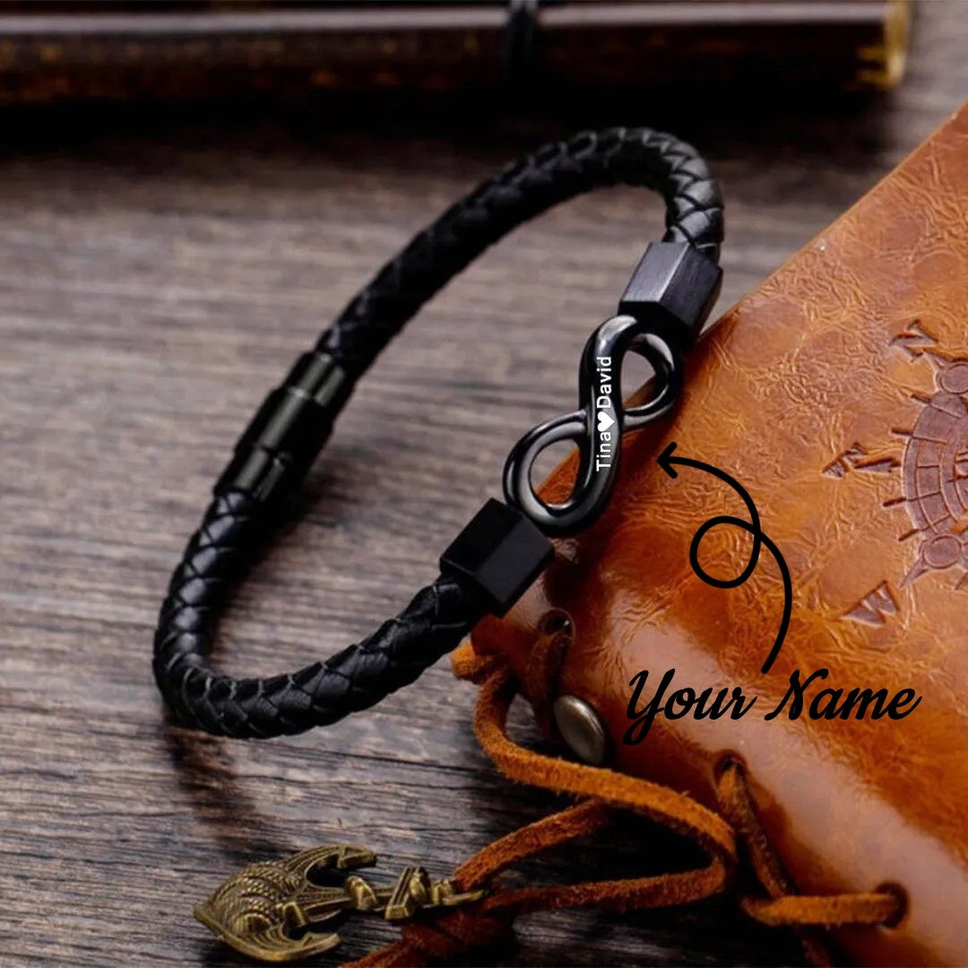 To My Man Custom Names Love You Forever And Always Infinity Leather Bracelet