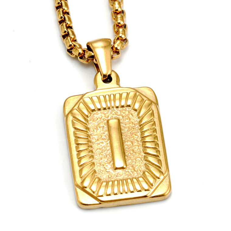 Fashion Men's All-stainless Steel Letter Pendant Gold-plated 18K Titanium Steel Letter Necklace