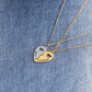 Hollow Heart-shaped Gold and Silver Stitching Clavicle Chain Pendant