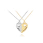 Hollow Heart-shaped Gold and Silver Stitching Clavicle Chain Pendant