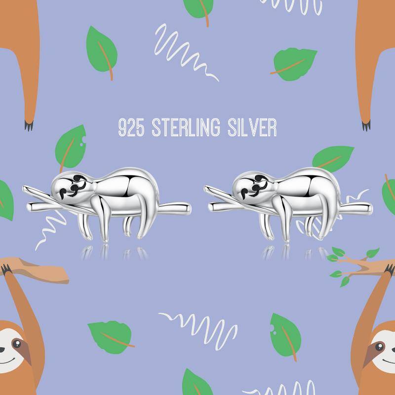 Sloth STERLING SILVER Stud Earrings w/EXTRAs