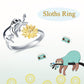 Sloth & Sunflower 925 Sterling Silver Ring