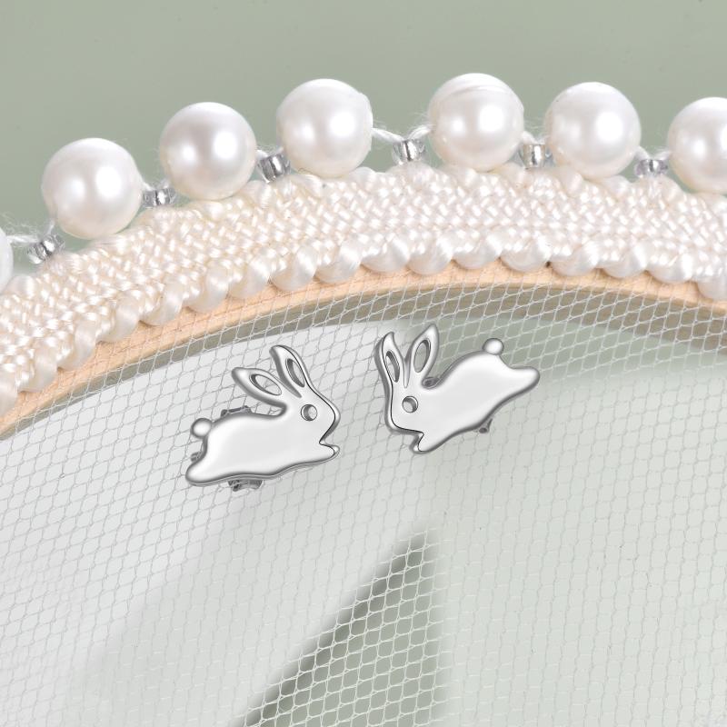 Rabbit Bunny STERLING SILVER Stud Earrings