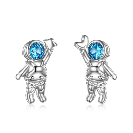 Astronaut STERLING SILVER Zircon Stud Earrings @ElocDupree