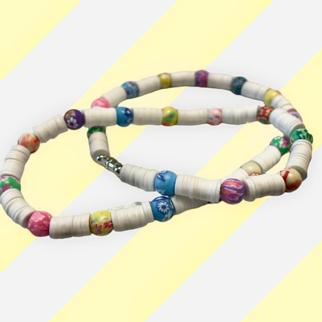 Ethnic Style White with Multicolored Beads Handmade Necklace