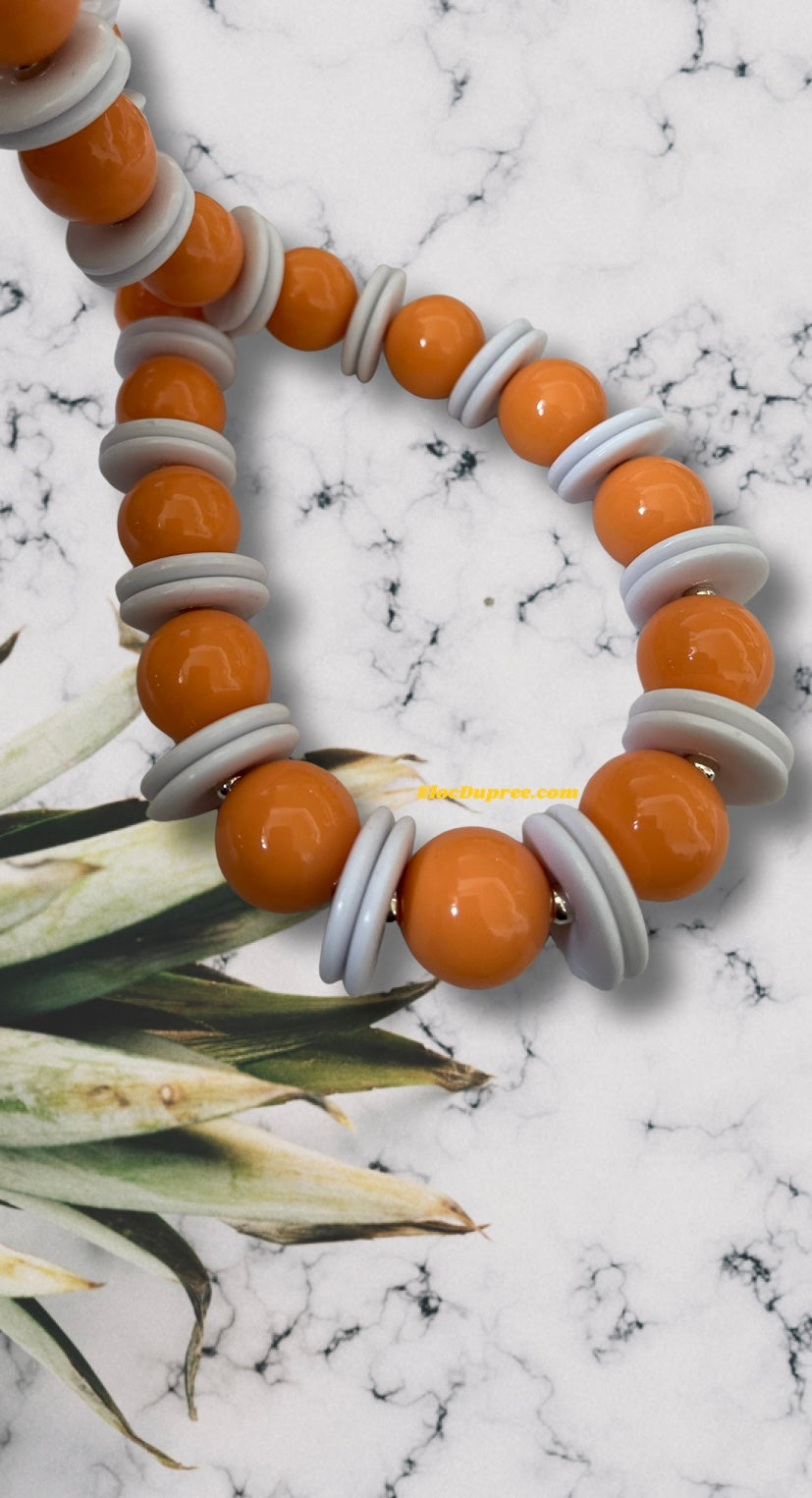 Handmade Orange Hue Beaded Necklace